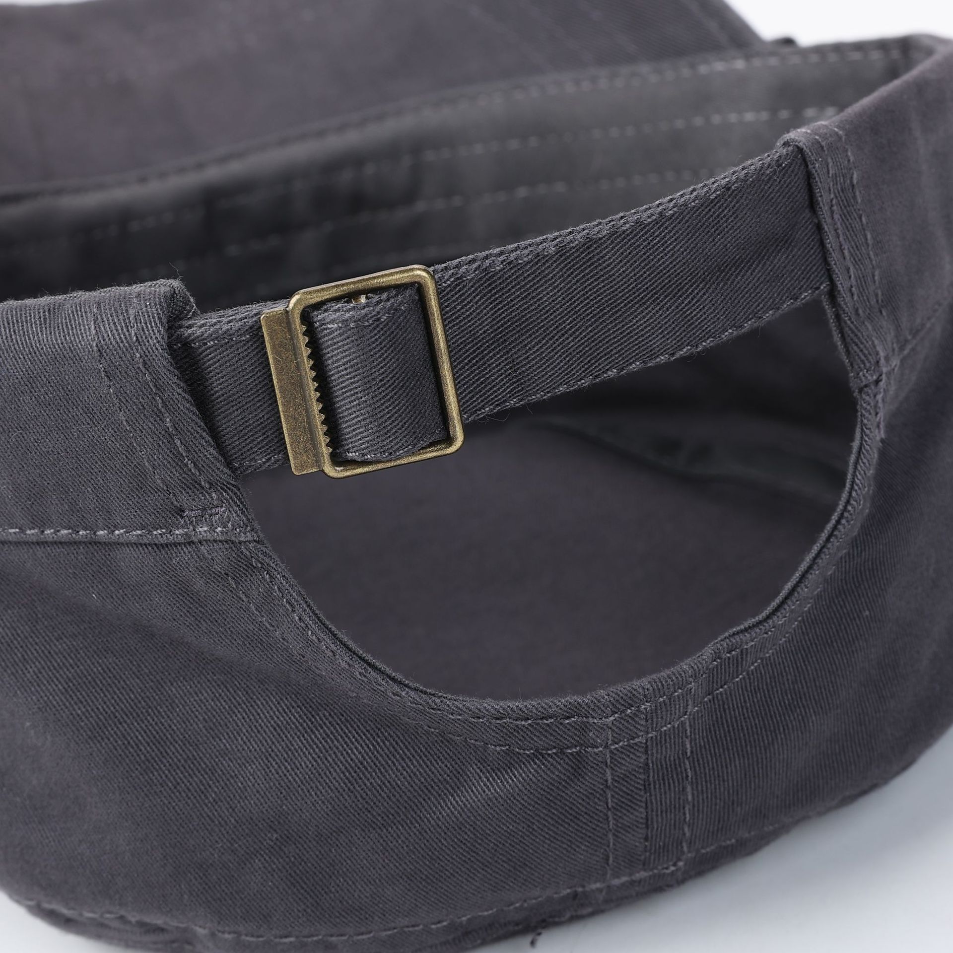 Men's Retro Washed Flat-Top Curved Brim Adjustable Cadet Cap