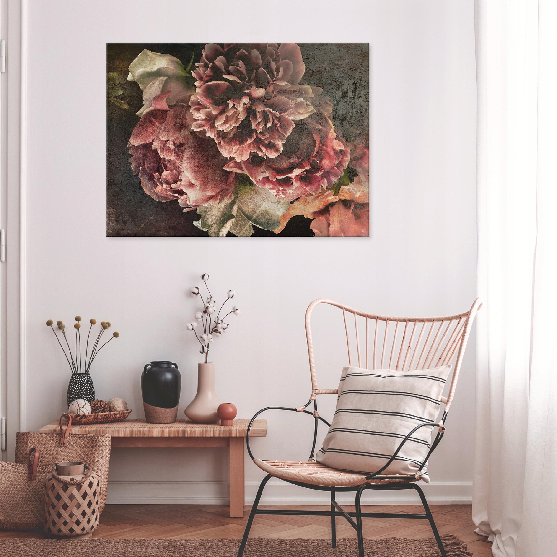 Vintage Retro Flowers Canvas Print, Large (60x40)