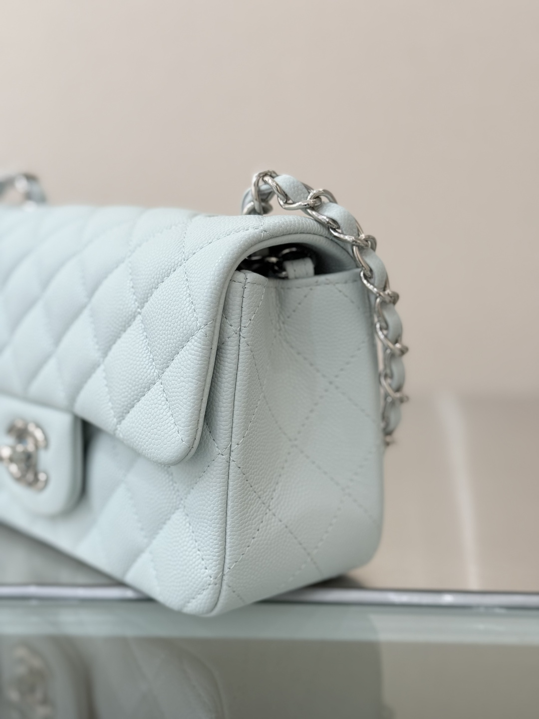 Mini Classic Flap Handbag（Light Teal） - Mocuir