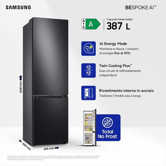SAMSUNG - Frigorifero combinato RB38C7B6AB1/EF BESPOKE 387l-ANTHRACITE