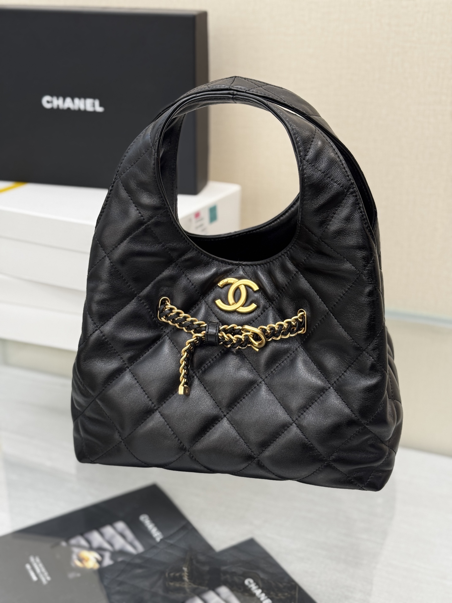 Chain Decor Hobo Bag - Mocuir