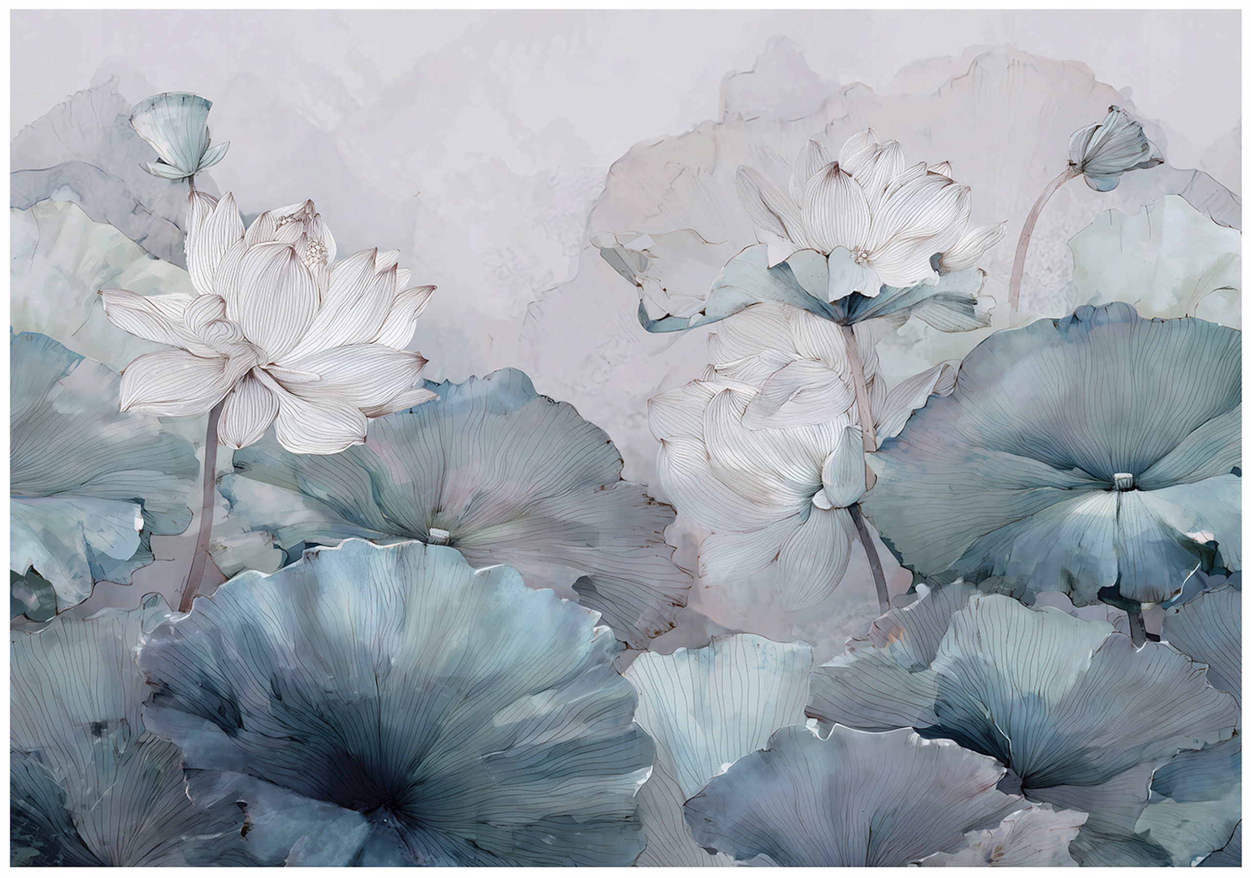 Blue flower wall mural for bedroom or living room, non-woven wallpaper,