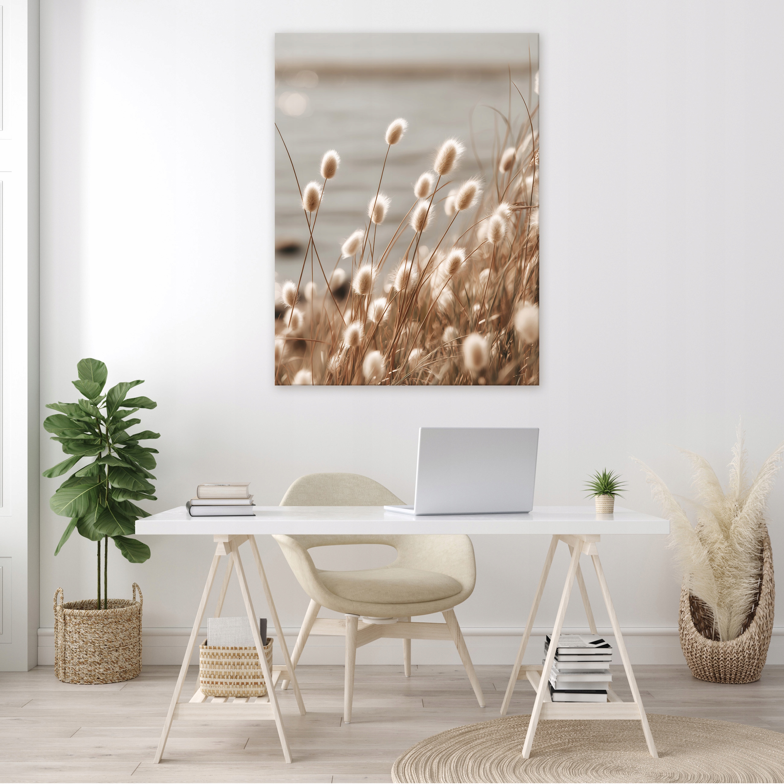 Boho Nature Pampas Grass Canvas Art for the Bedroom or Living Room (40x30)