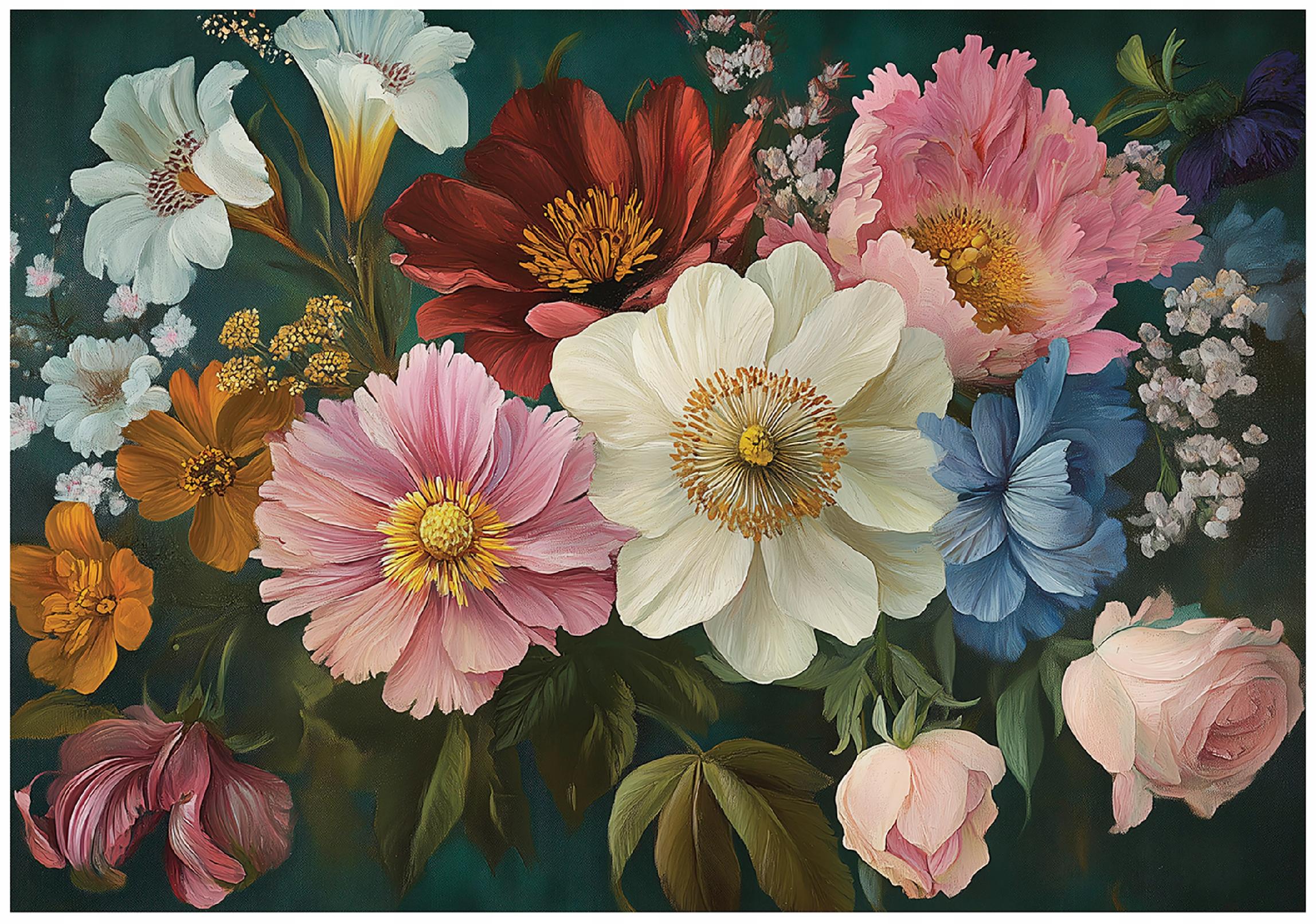 Vintage wildflower nature wall mural for bedroom or living room,
