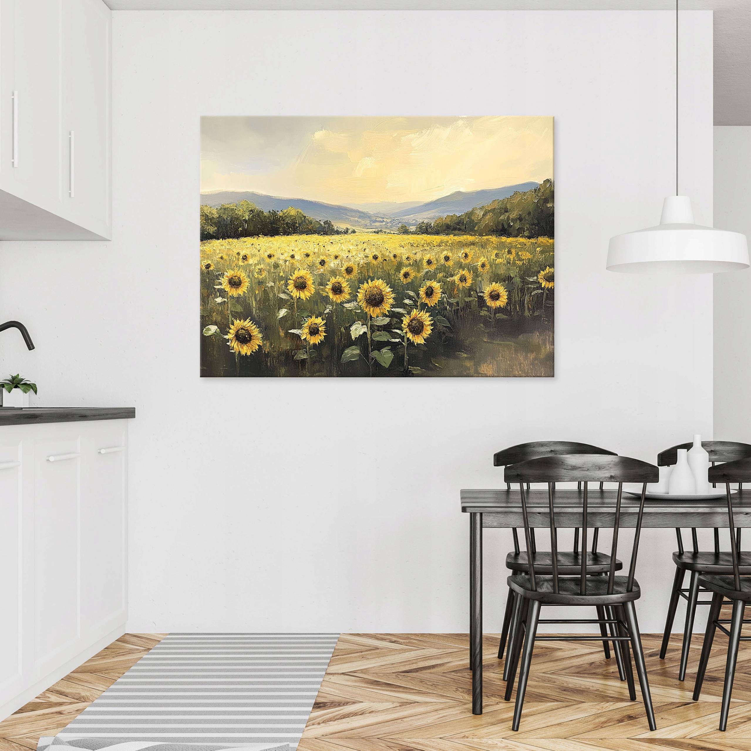 Sunflower meadow painting for the bedroom, living room, or kitchen on canvas (40x30)