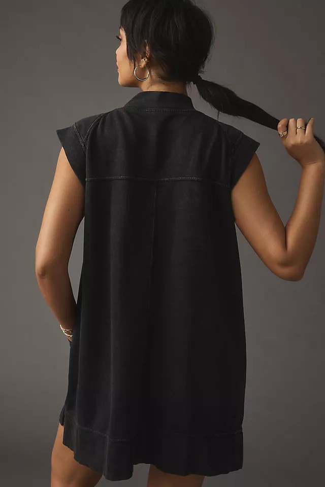 Modern Zip-Front Mini Dress BLACK