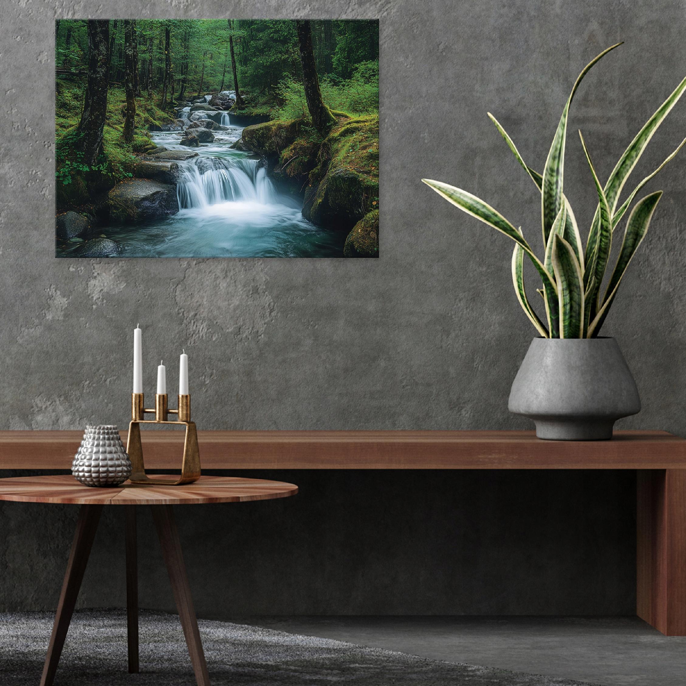 Canvas painting, wall, waterfall, forest, view, bedroom, living room, kitchen, 40x30
