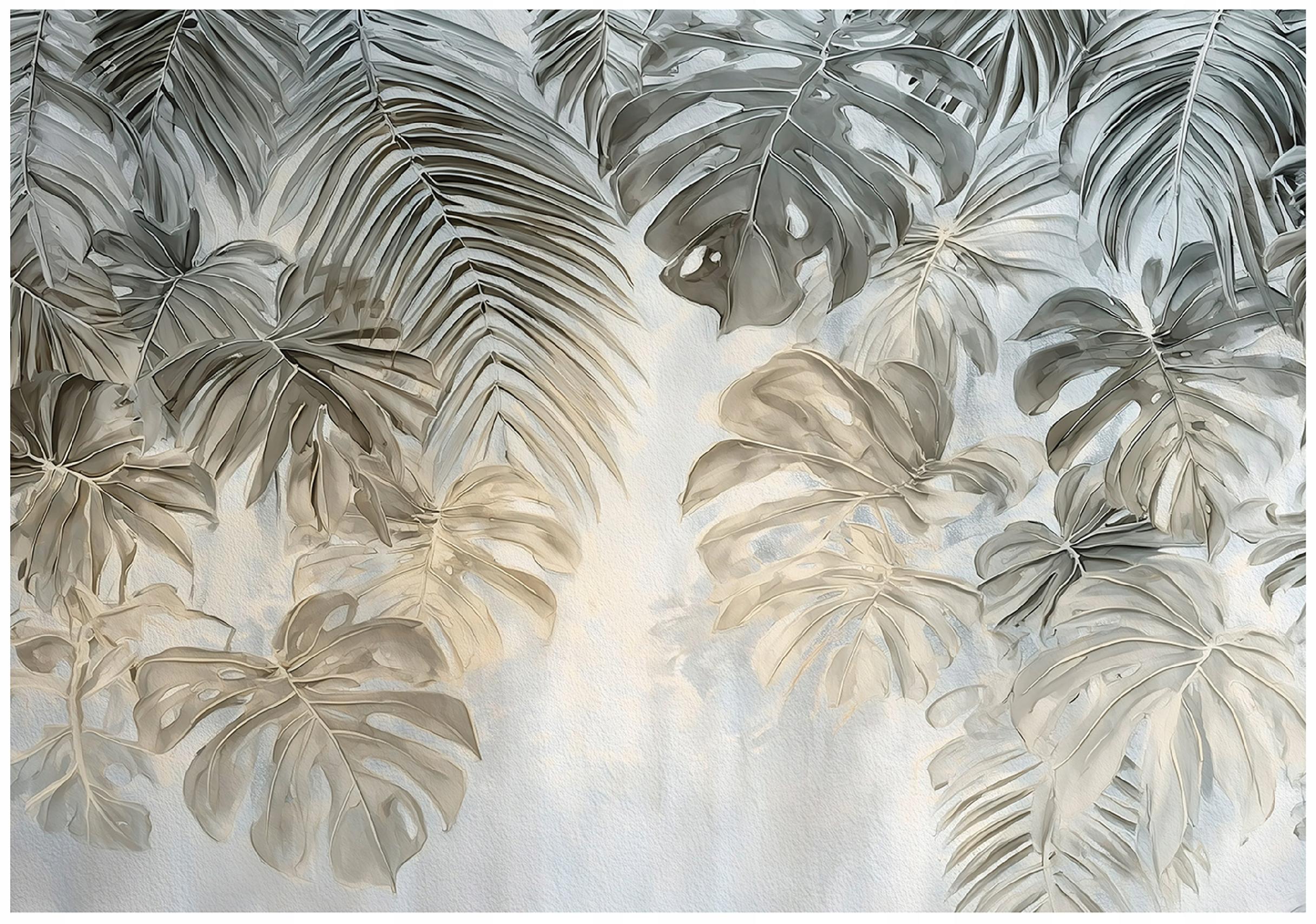Concrete leaves abstract wall mural for bedroom or living room, non-woven wallpaper,