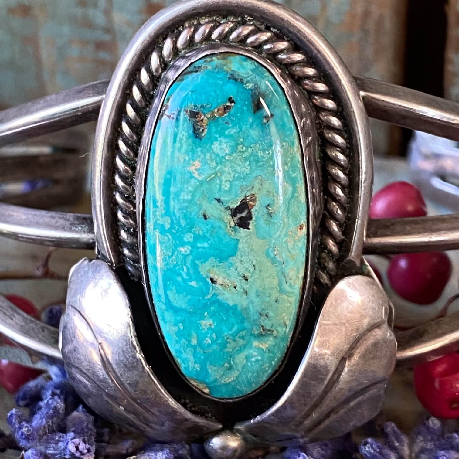 Vintage Navajo Turquoise Sterling Silver Cuff Bracelet
