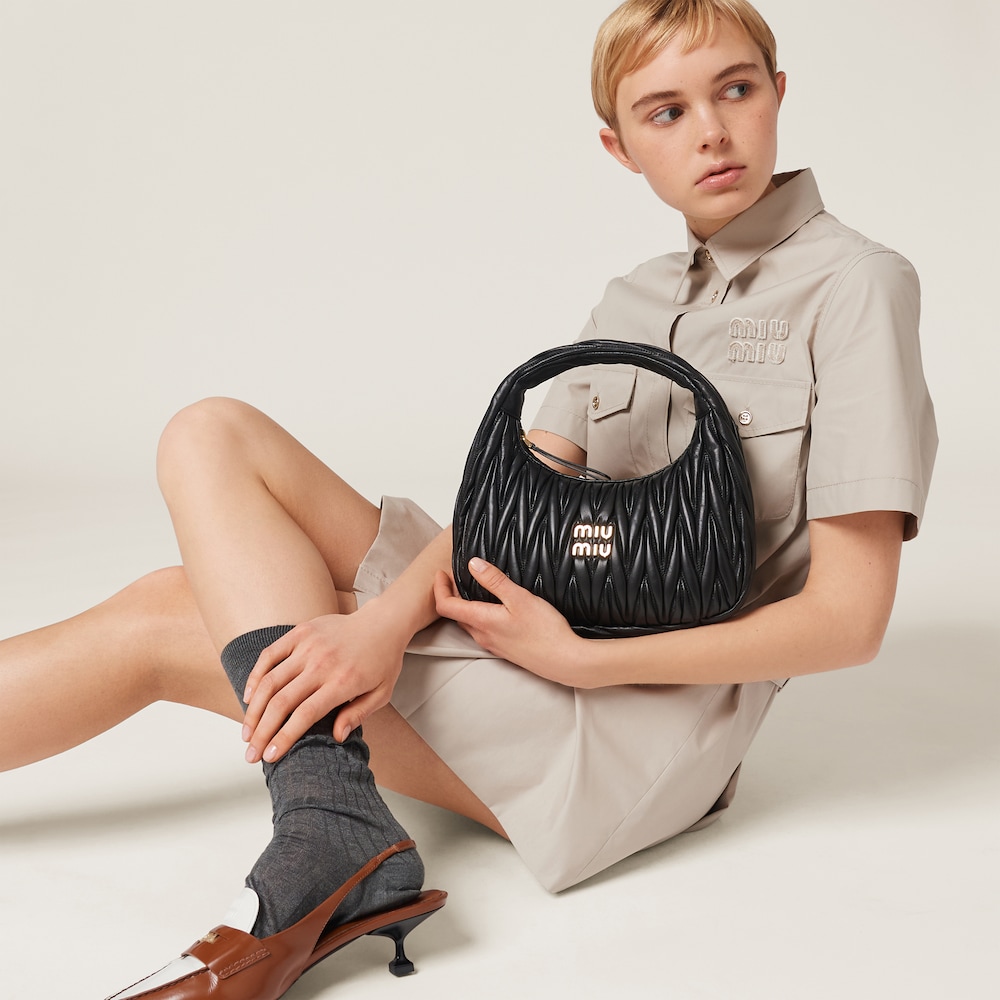 Regular wander matelassé nappa leather hobo bag