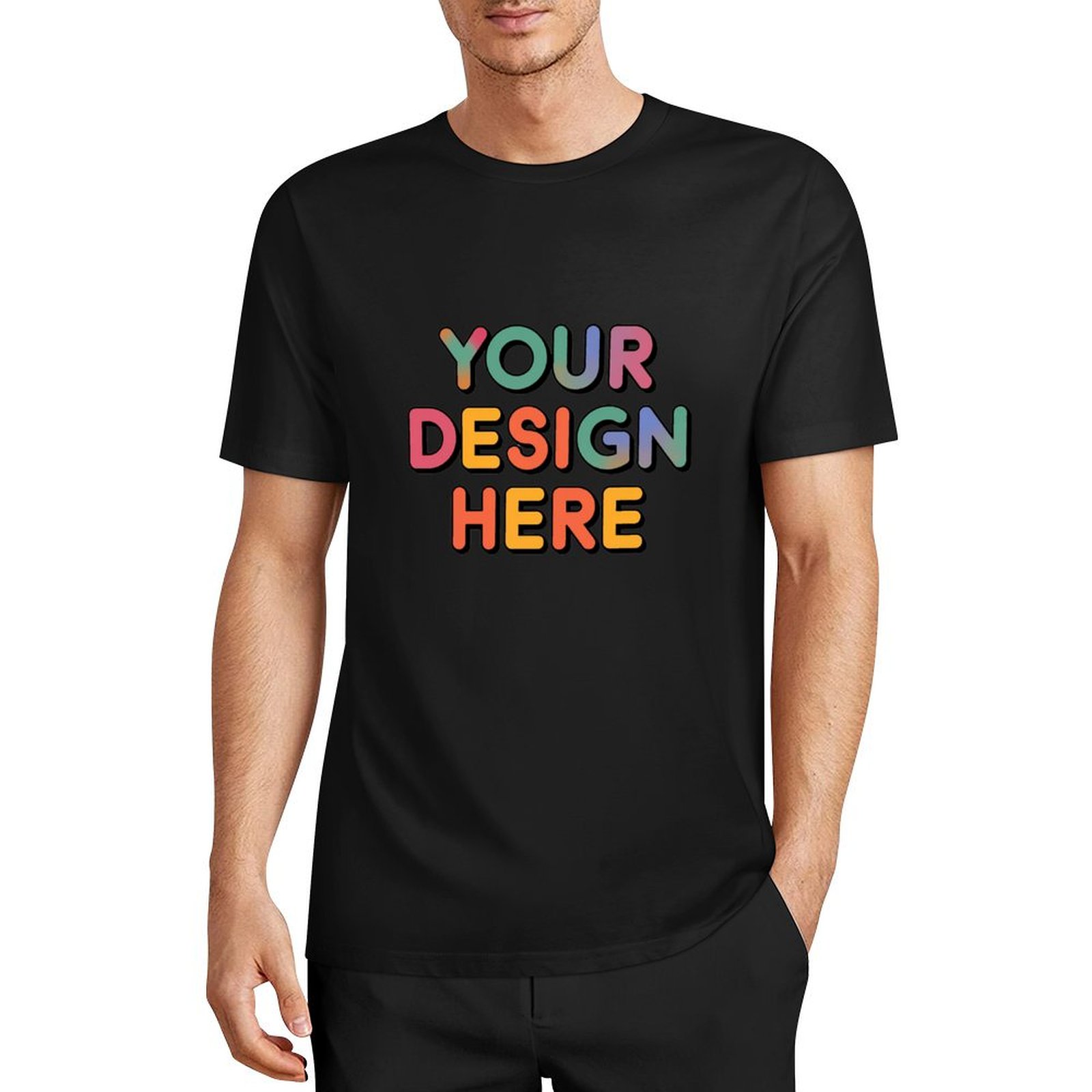 Customized Men’s European Size Pure Cotton Front Print T-Shirt