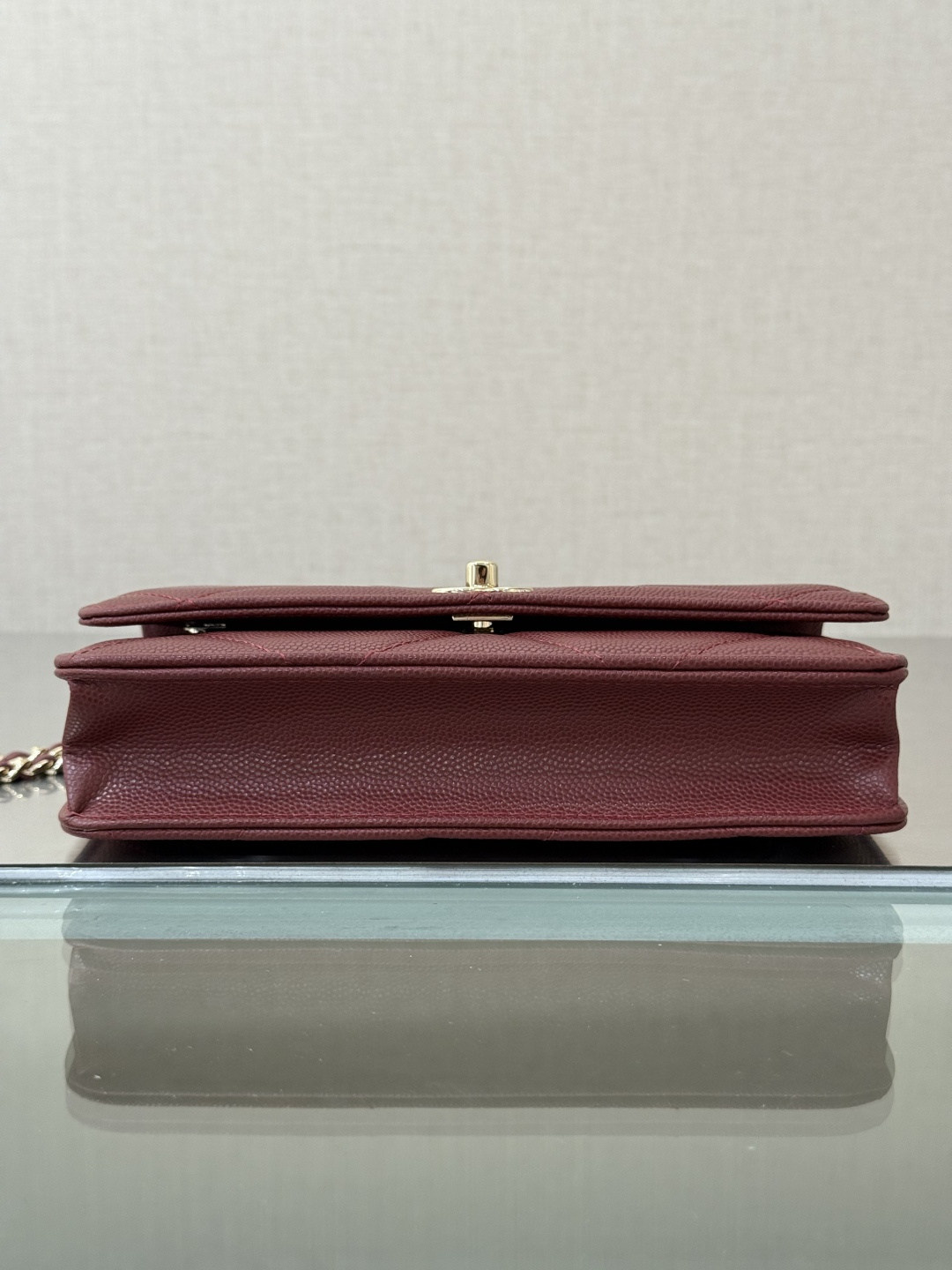 Classic Wallet On Chain with Top Handle（Burgundy） - Mocuir