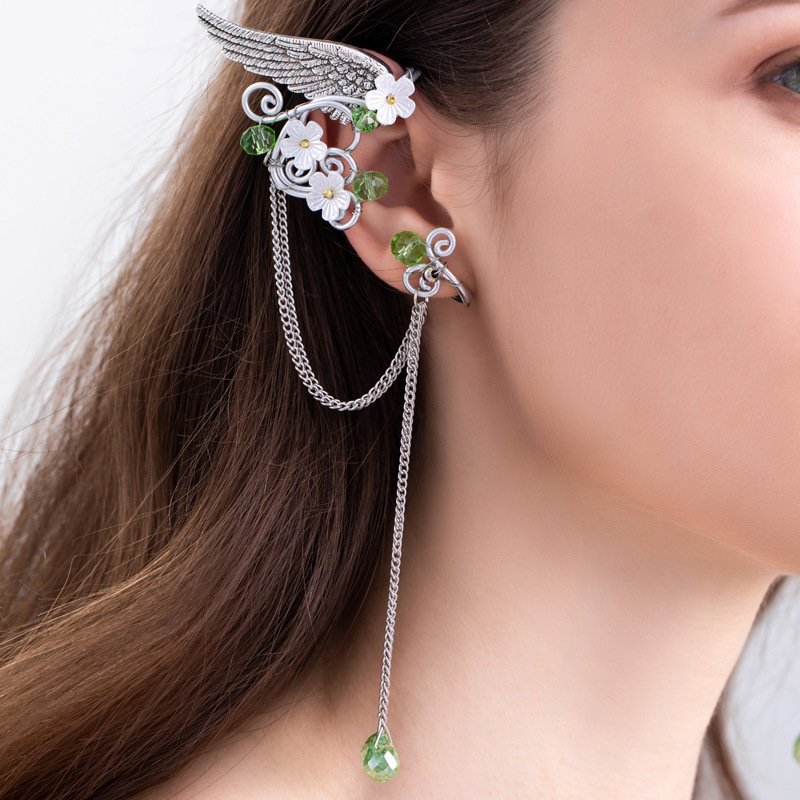 Earclip retro earrings tassel earrings