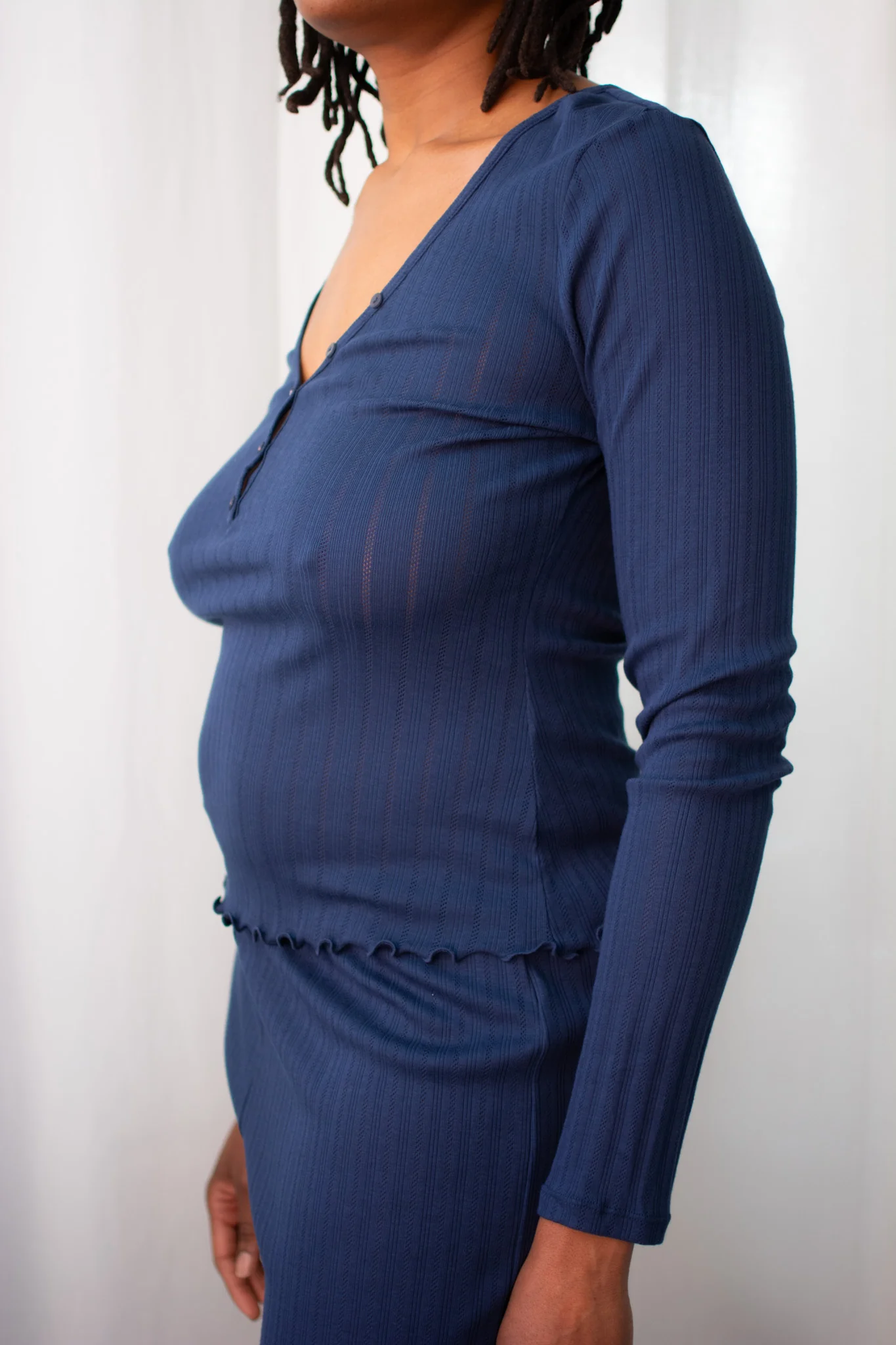 Eberjey Pointelle V-Neck Henley