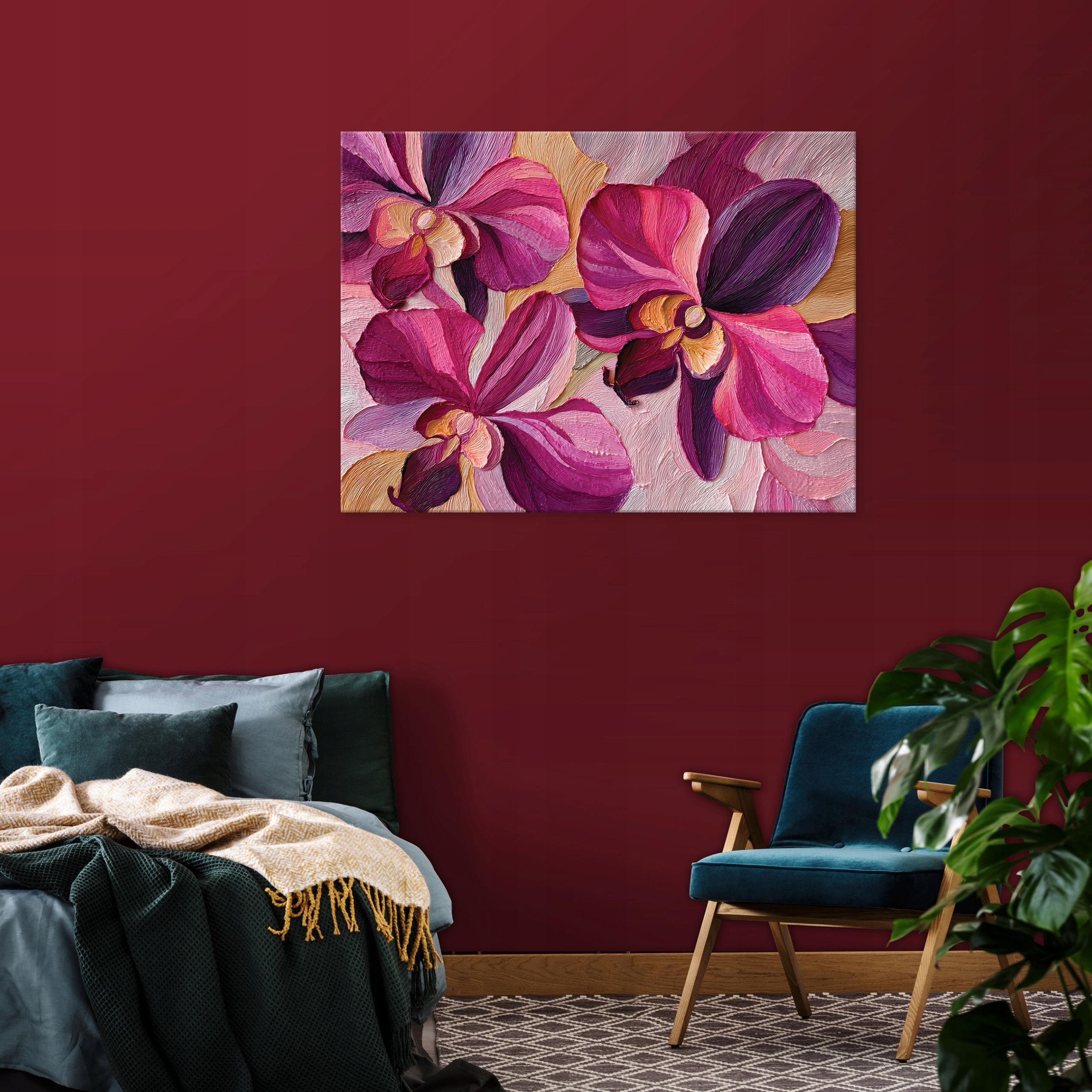 Abstract Art Deco flower painting for the bedroom or living room on canvas, 40x30