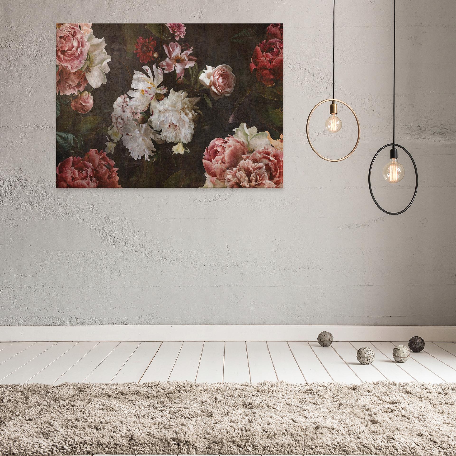 Canvas painting vintage retro flowers living room 60x40