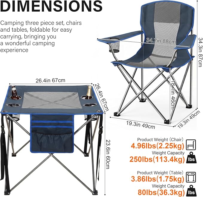 Camping Chair Set of 3