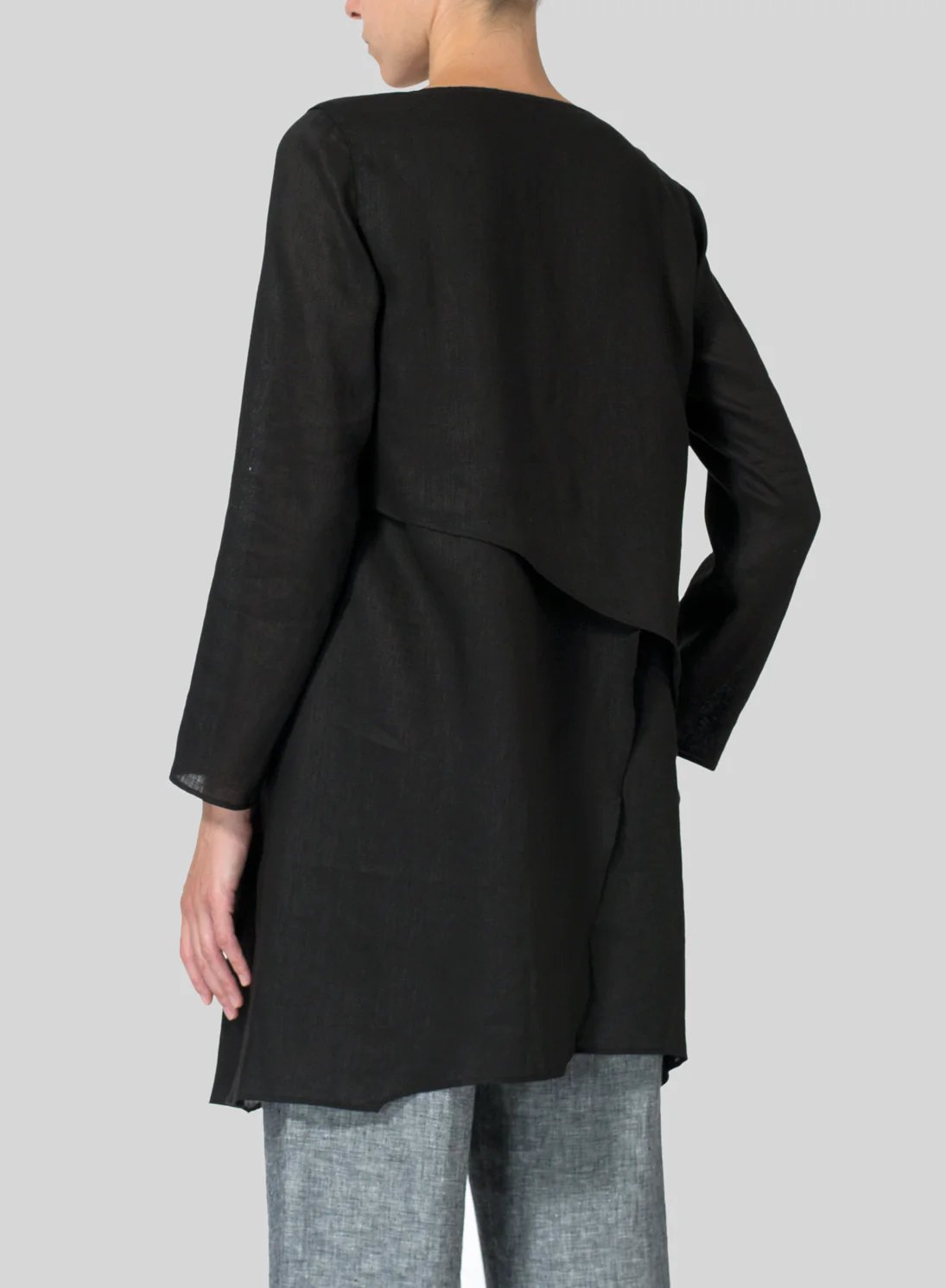 Womens Cotton Linen Irregular Layered Breathable Tunic