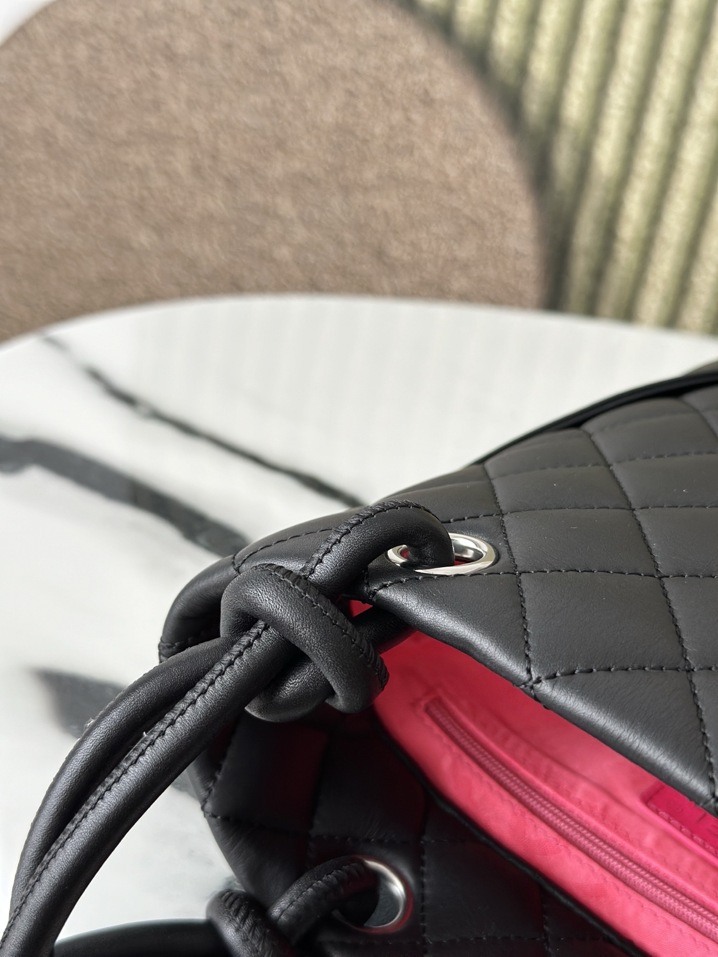 Black & White Quilted Cambon Mini Tote Bag with Contrast CC Logo - Mocuir