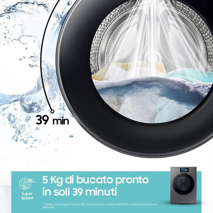 SAMSUNG - Lavatrice WF90F09C4SU3 9KG Classe A-Dark Silver Steel - oblò Nero