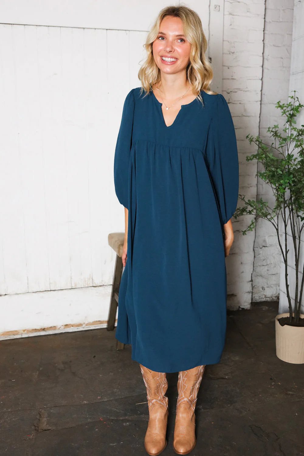 Saphire Skies Woven Crinkled Dress