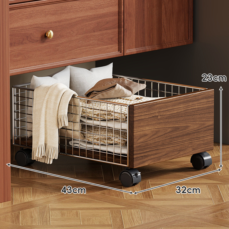 Dirty Clothes Basket under the Bathroom Cabinet, Dirty Clothes Storage Basket, Household Large-Capacity Wheeled Removable Bathroom Cart Laundry Basket