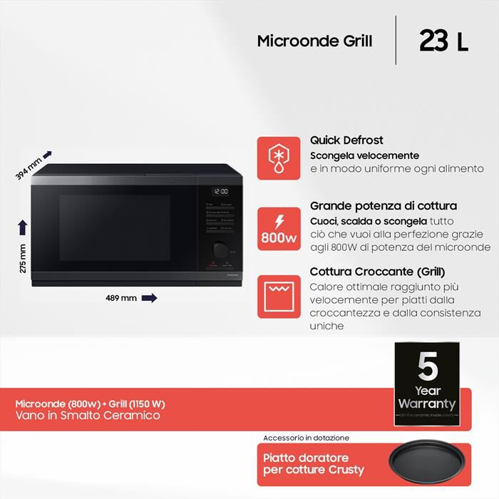 SAMSUNG - Forno microonde MG23DG4524CGE1-Nero