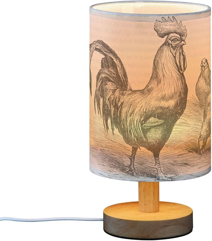 Table Lamp Retro Vintage Rooster Chicken Nightstand Lamp
