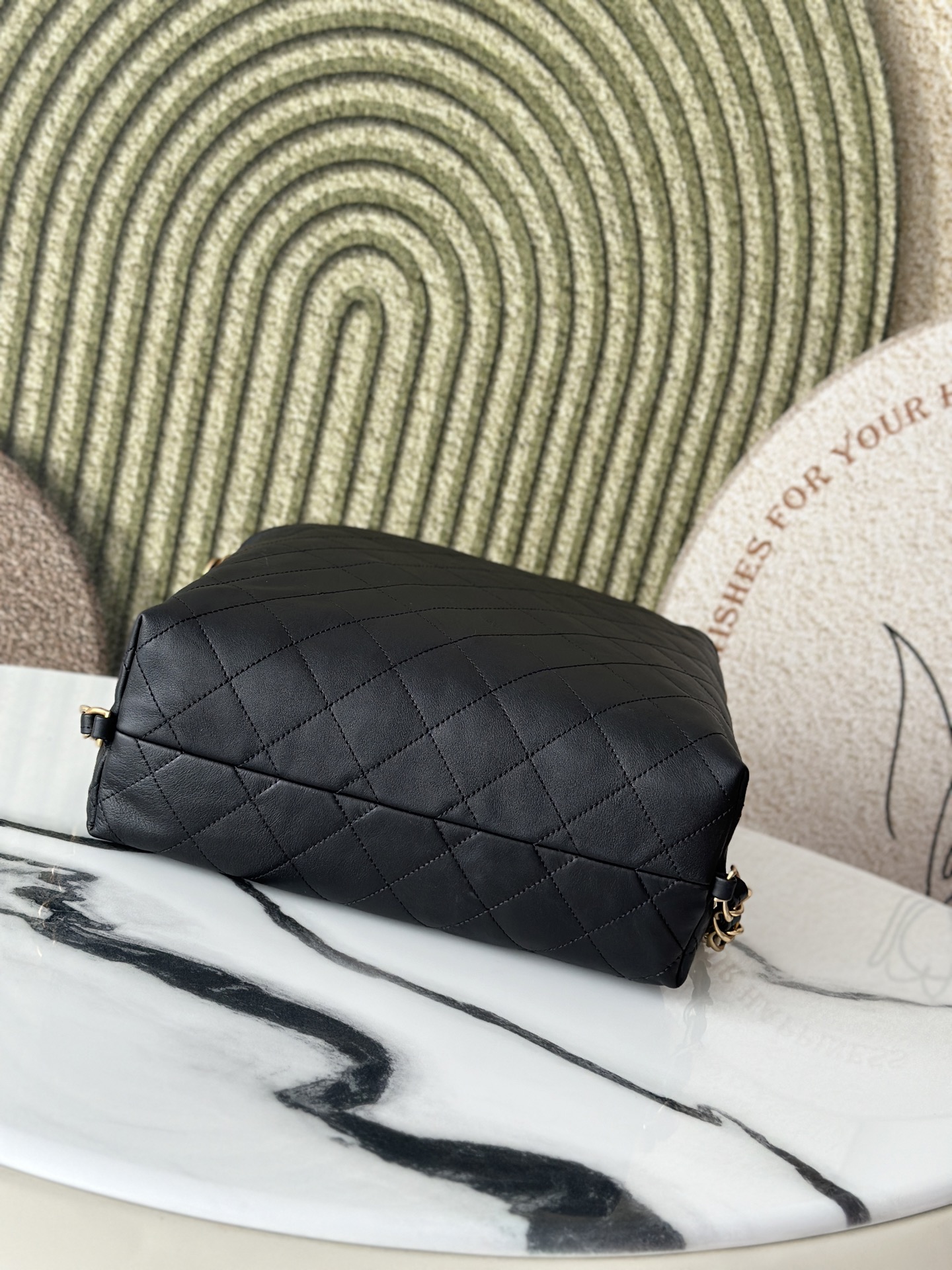 Quilted Calfskin Large Hobo Bag in Black Calfskin with Gold-Tone Hardware - Mocuir