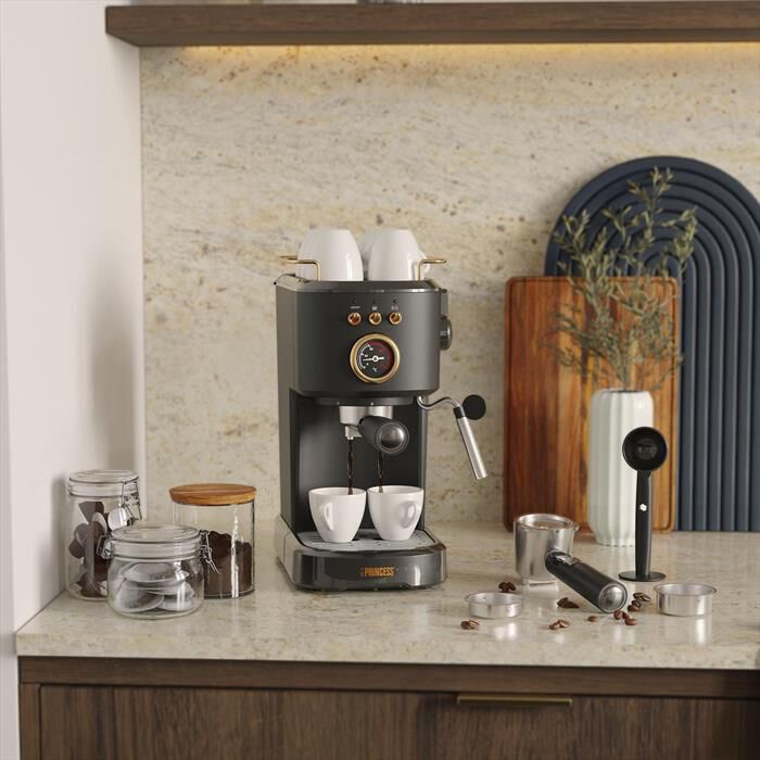 PRINCESS - MACCHINA CAFFE' ESPRESSO 3 IN 1-Nero / Acciaio-Plastica