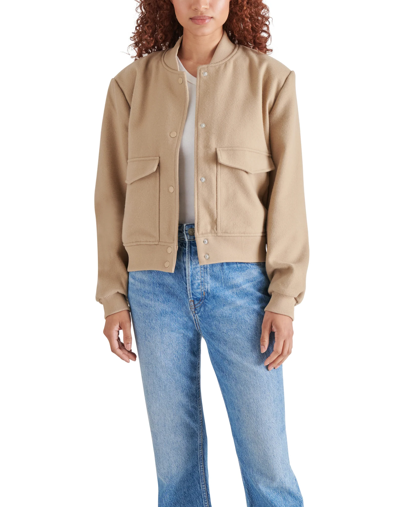 BOXY CUT BOMBER BEIGE