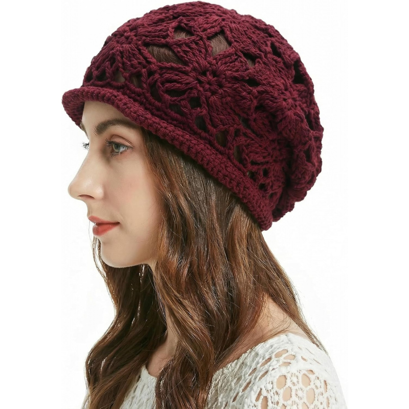 Women's Cotton Crochet Slouchy Beanie Hat