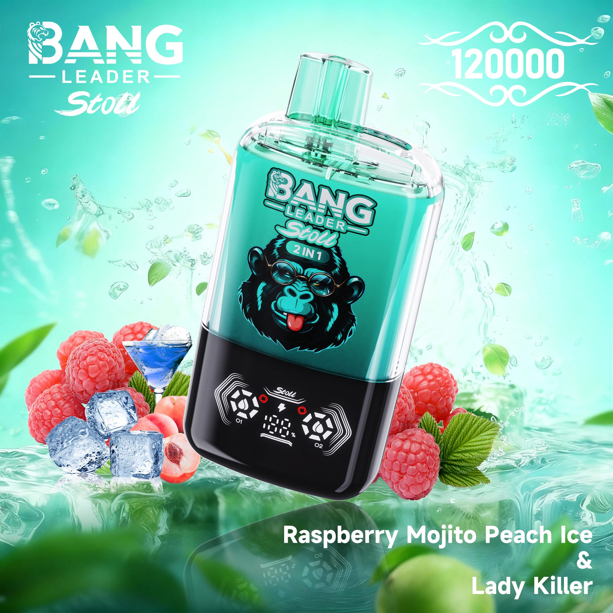 【New Arrive】Bang Leader Stoll 120K 120000 Puffs Double Taste&Anti-Leak Design LED Display Disposable Vape