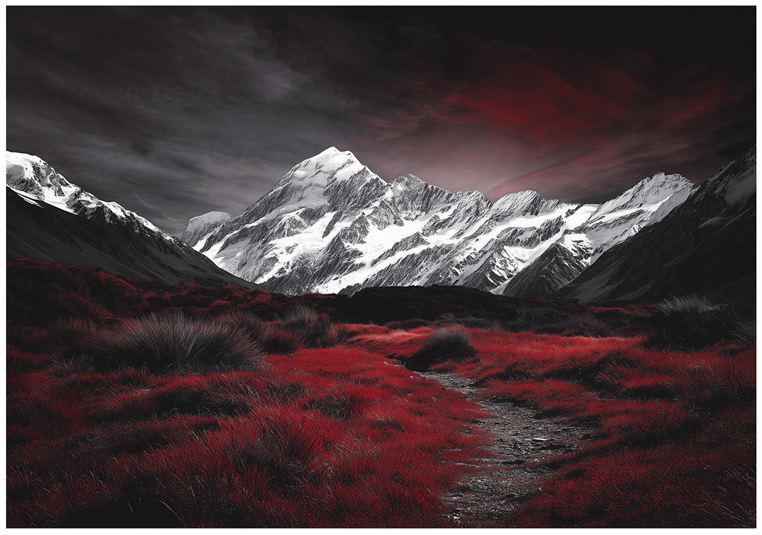 Watercolor mountain landscape wall mural for bedroom or living room, non-woven wallpaper,