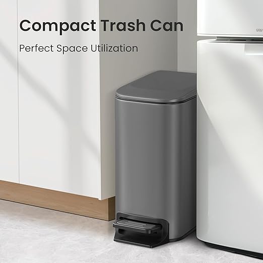 SMARTTOSS Small Bathroom Trash Can with Lid Soft Close