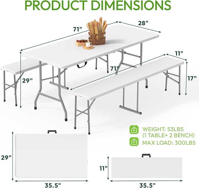 Folding Table Picnic Table Set