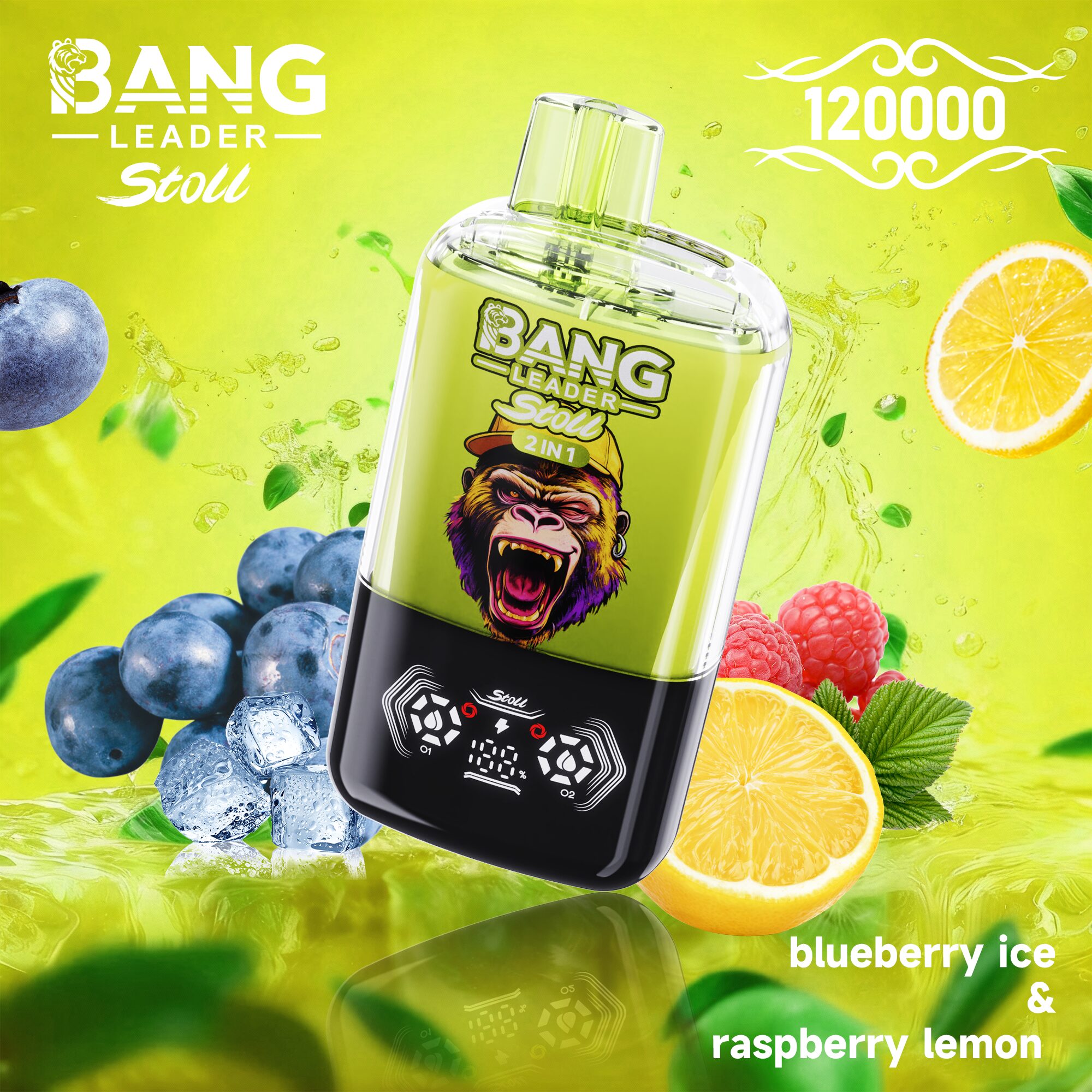 【New Arrive】Bang Leader Stoll 120K 120000 Puffs Double Taste&Anti-Leak Design LED Display Disposable Vape