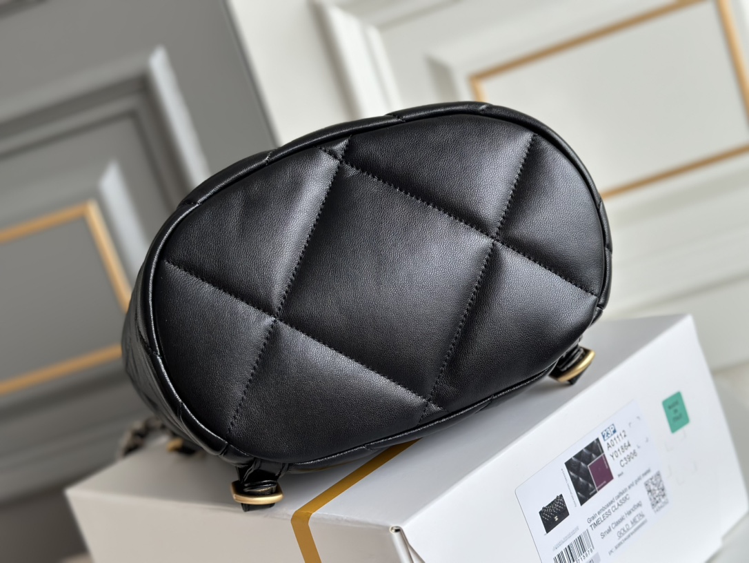 19 Backpack in Black Lambskin with Mixed Gold & Silver Hardware (Model AS4223) - Mocuir