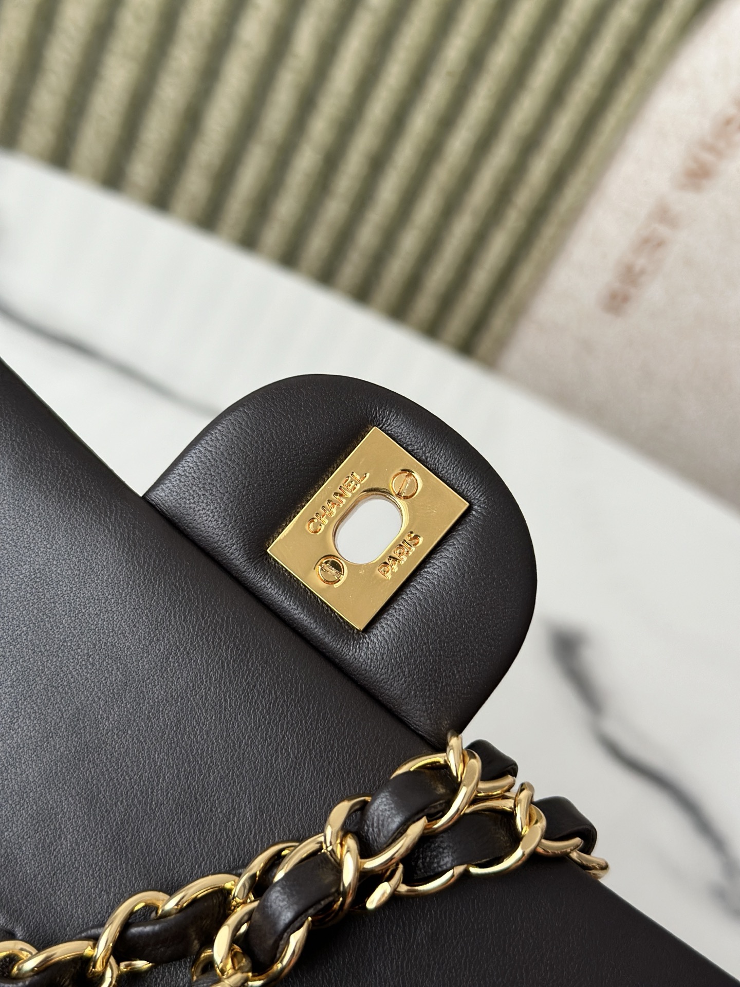 Classic Double Flap Quilted Lambskin Shoulder Bag in Black (Gold Hardware) - Mocuir