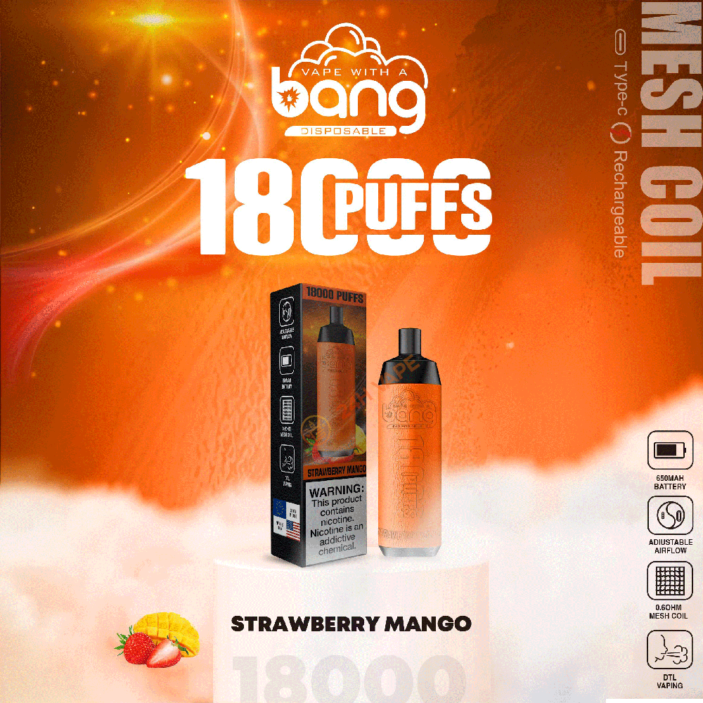 （3 pieces）Bang Crown Bar 18000 Puffs 0% 2% 3% 5% Nicotine Leather Disposable Vape Pen