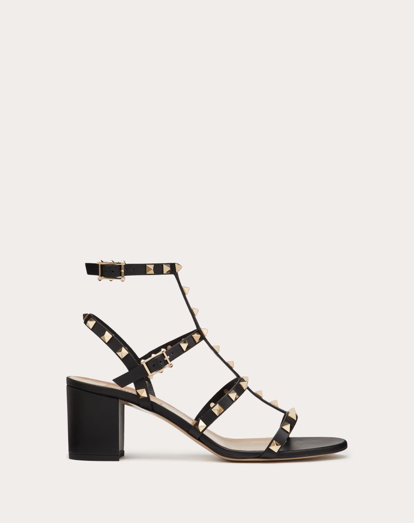 ROCKSTUD CALFSKIN ANKLE STRAP SANDAL 60 MM