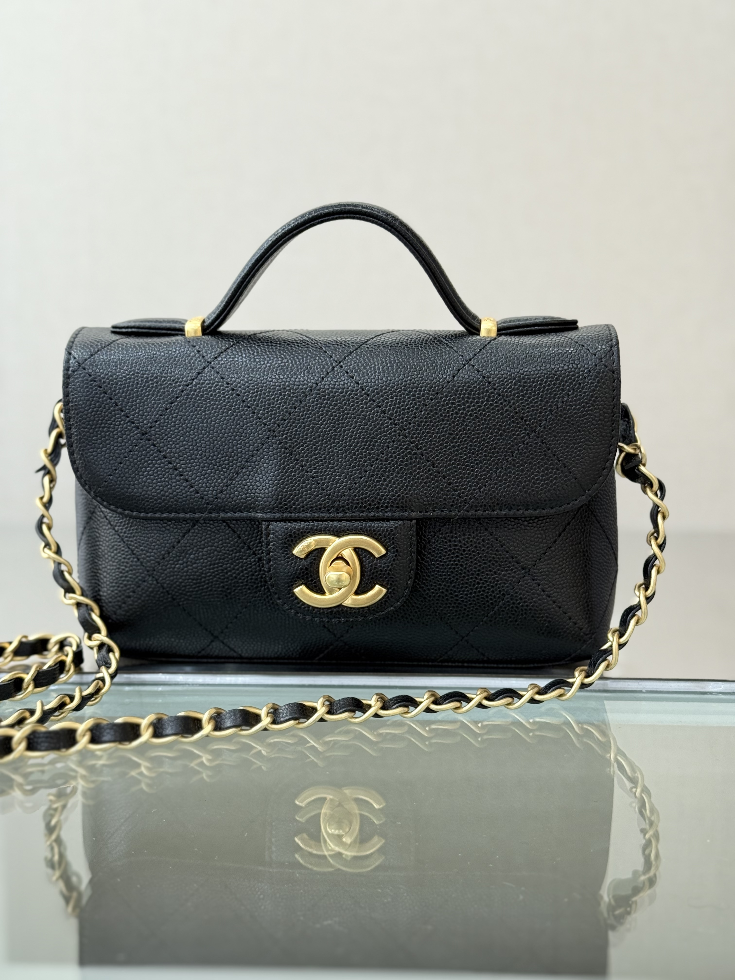 Small Rectangular Flap Bag with Top Handle - Mocuir