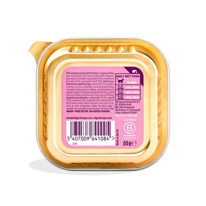 Edgard & Cooper Cat Kitten Paté Duck/Chicken 85g