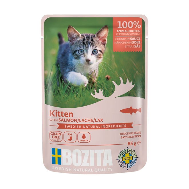 Bozita Kitten laks i saus våtfôr, 85 g