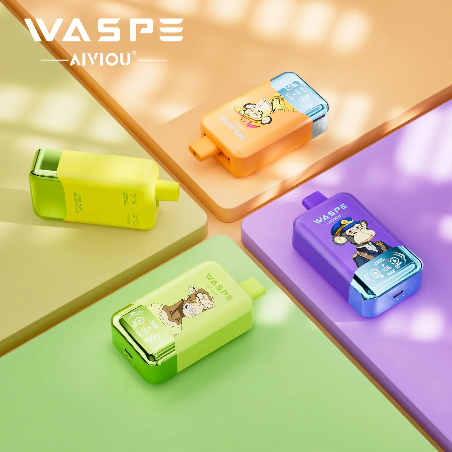 （3 pieces）WASPE 40000 40K Puffs Double Taste LCD Display Disposable Vape
