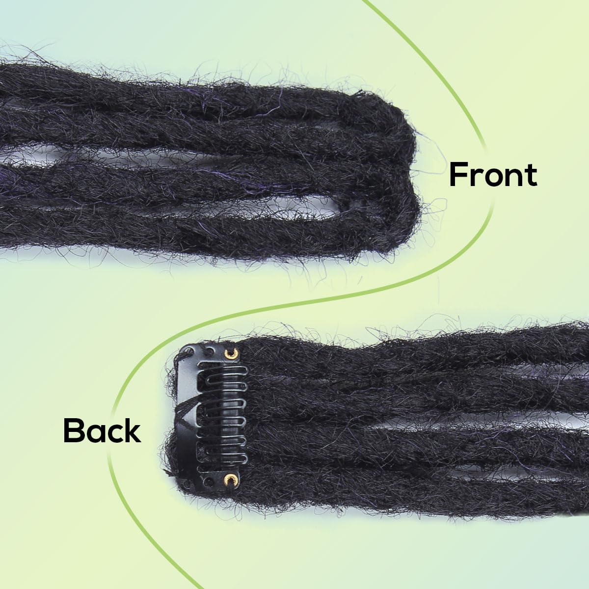 10PCS Clip in Dreadlock Extensions Full Sets, 24 inch Synthetic Clip Dreads Extensions Handmade Soft(Black/purple, Clip-in 40 Strands)