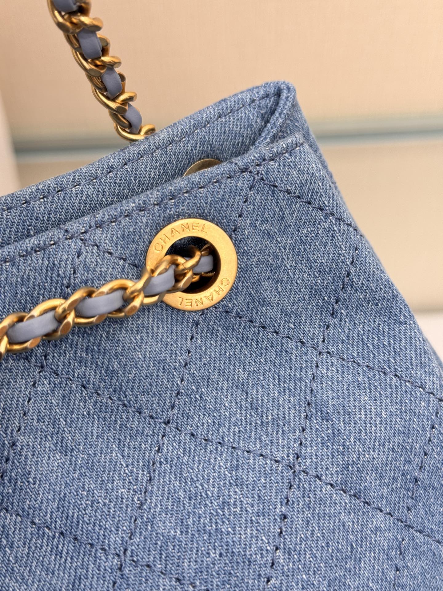 Drawstring Bucket Backpack（Light Denim Blue） - Mocuir