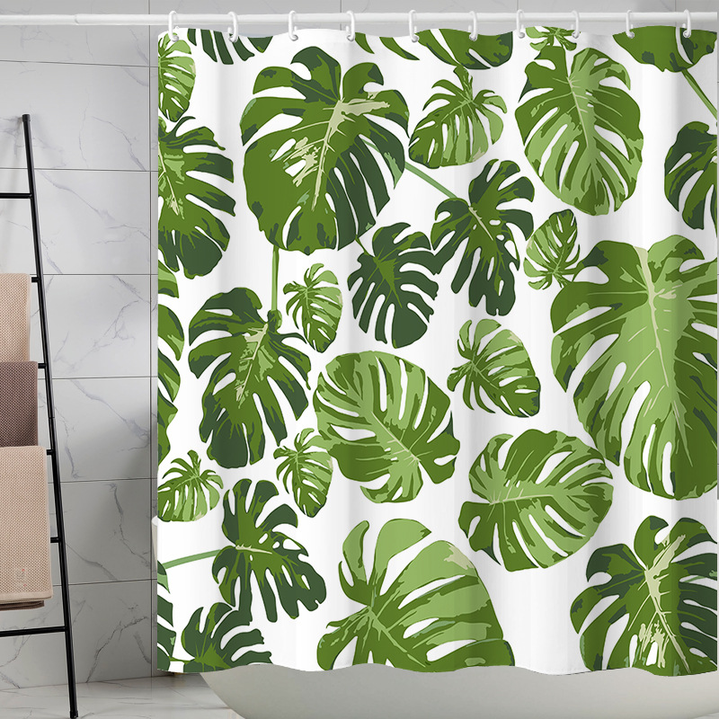 Digital printing watercolor ink flower simple geometric shower curtain waterproof and moisture-proof sanitary interval