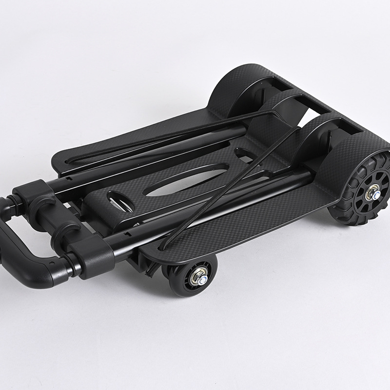 Four-Wheel Iron Alloy Handcart, Foldable Shopping Cart with Pull Rod for Grocery Shopping