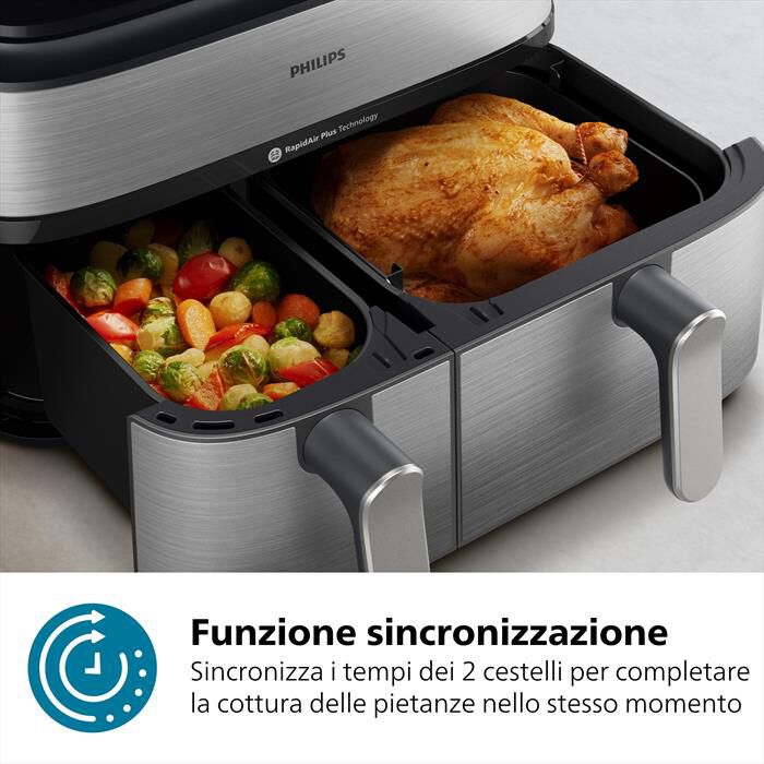 PHILIPS - AIRFRYER SERIE 5000 DA 9L COTTURA VAPORE NA555/00-Inox